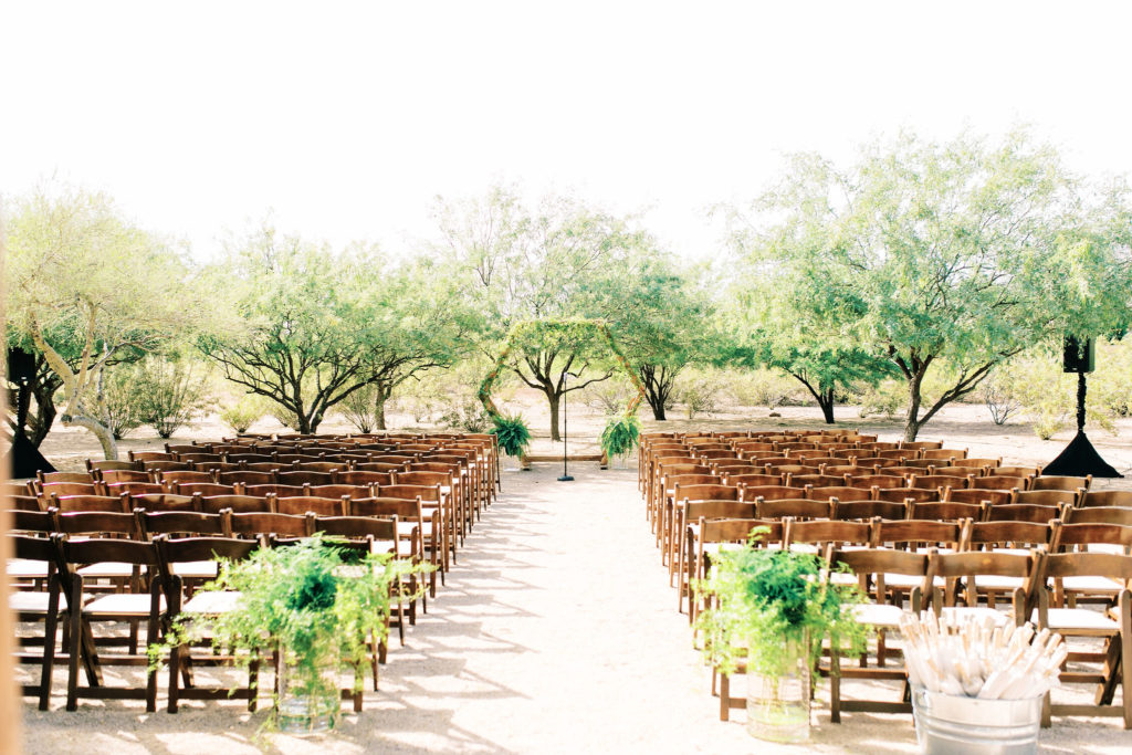 Modern country wedding with an outdoor ceremony